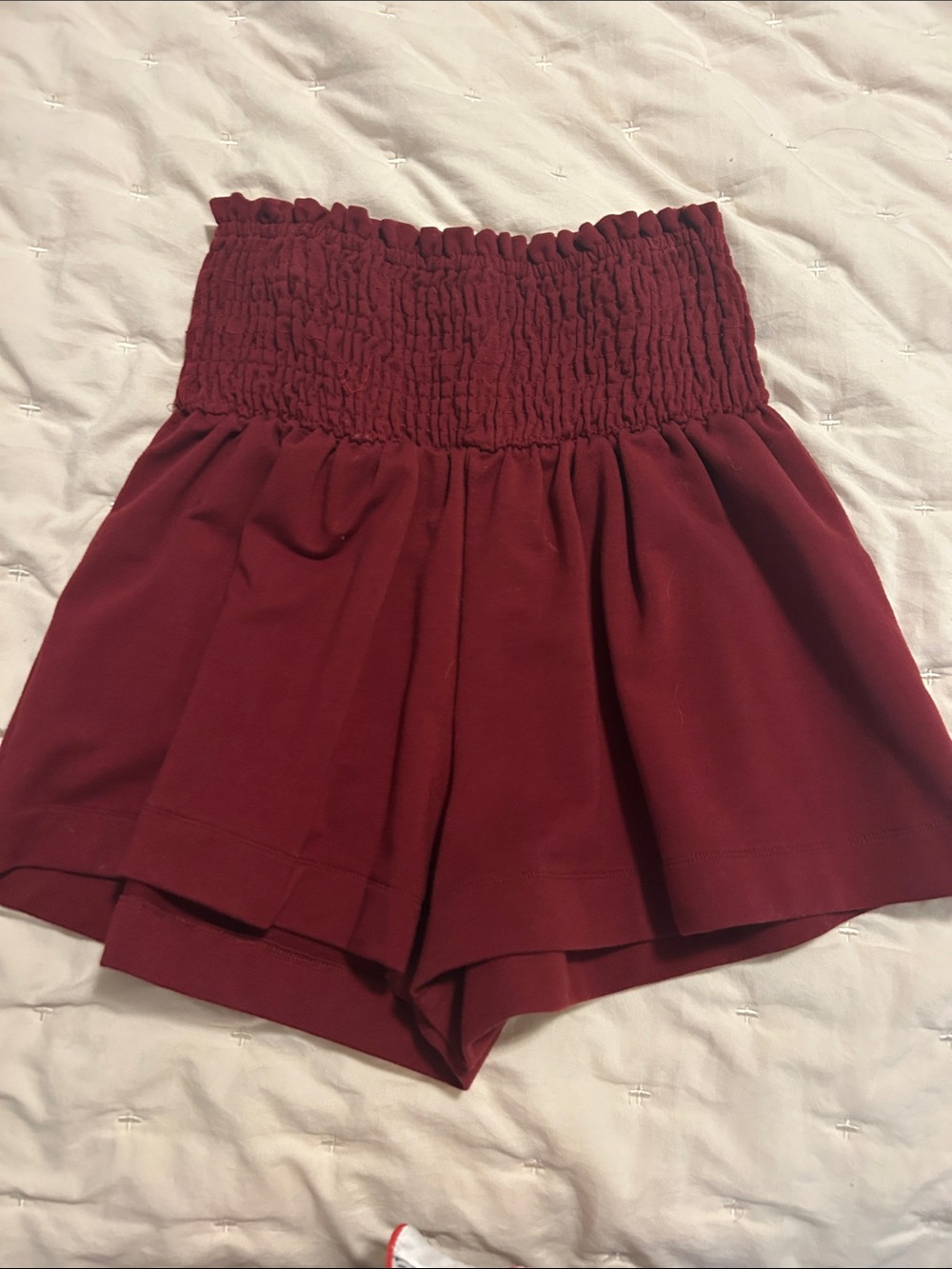 TCEC High-Waist Smocked Wine Red Garnet Women's Shorts LIKE NEW SIZE MEDIUM
